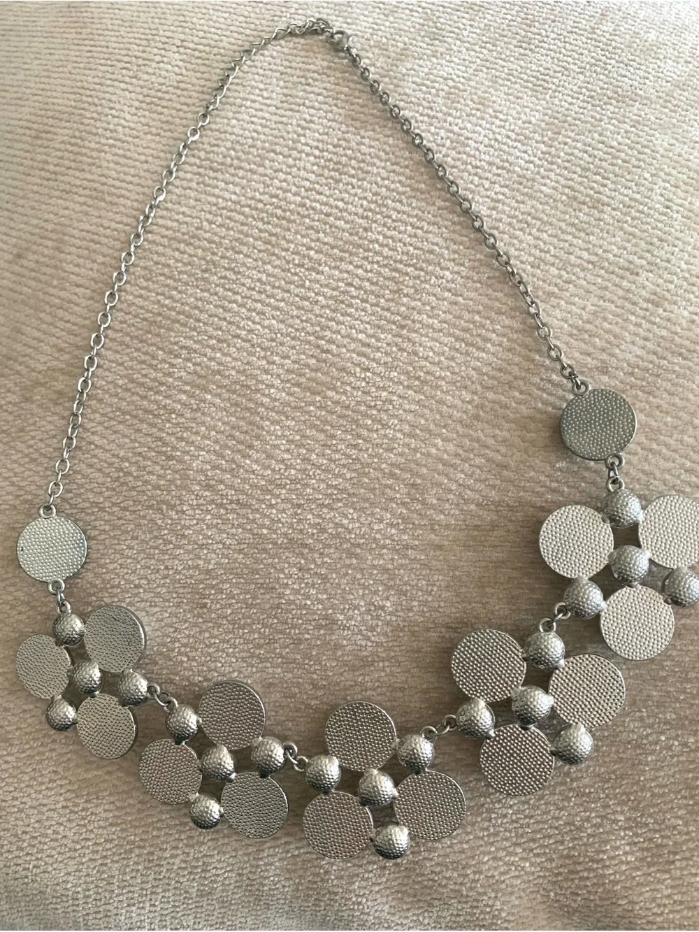 Silver-Tone Faux Pearl & Rhinestone Costume Statement Bib Necklace Jewelry